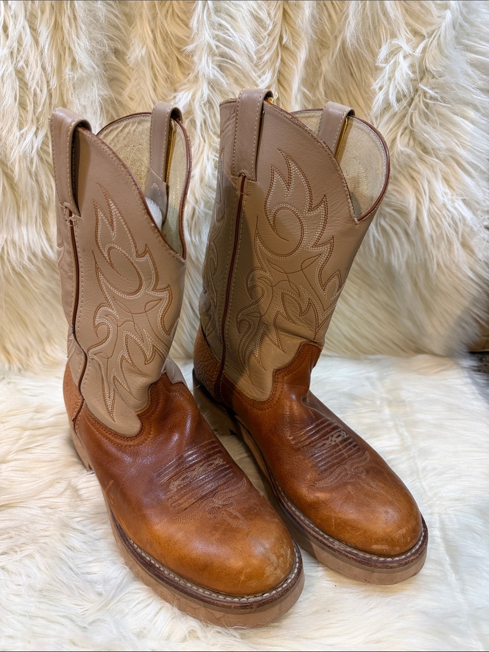 Durango Two-Tone Brown and Tan Western Leather Cowboy Boots -Size 10M